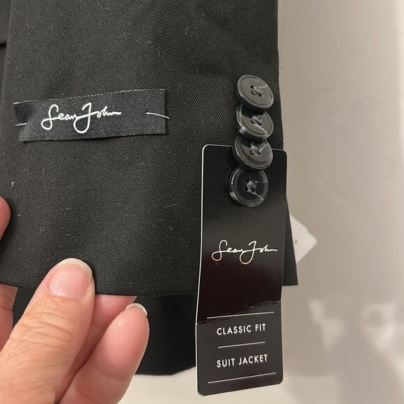 Sean John Black Suit Jacket with leaf pattern interior Size 42 Regular New - Picture 5 of 10